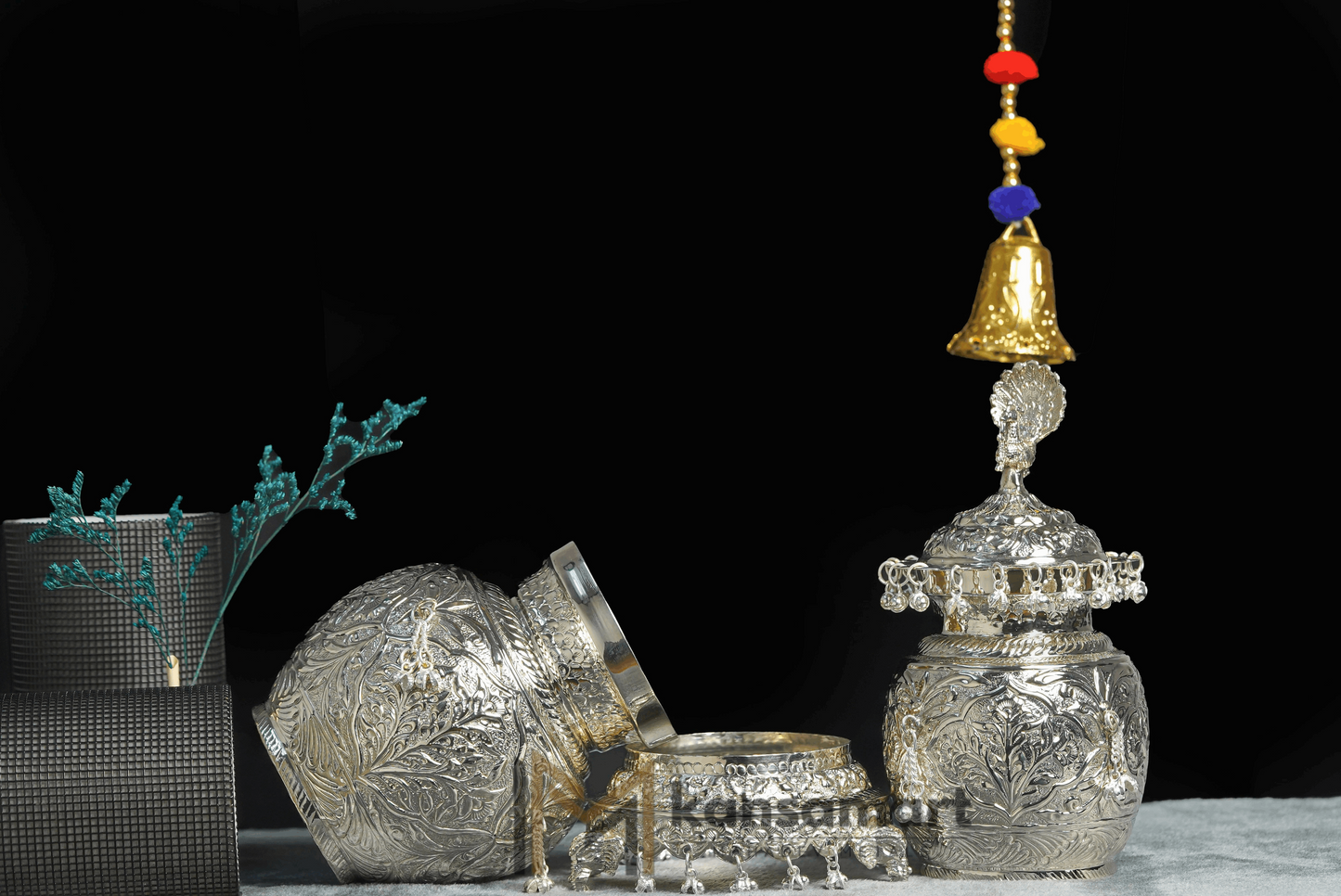 German Silver Beda Set - Flower Design