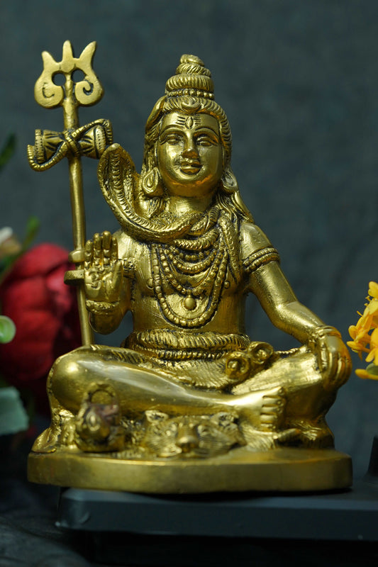 Brass Lord Shiva Sitting Idol