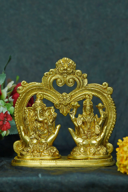 Brass Ganesha & Laxmi Idol With Frame