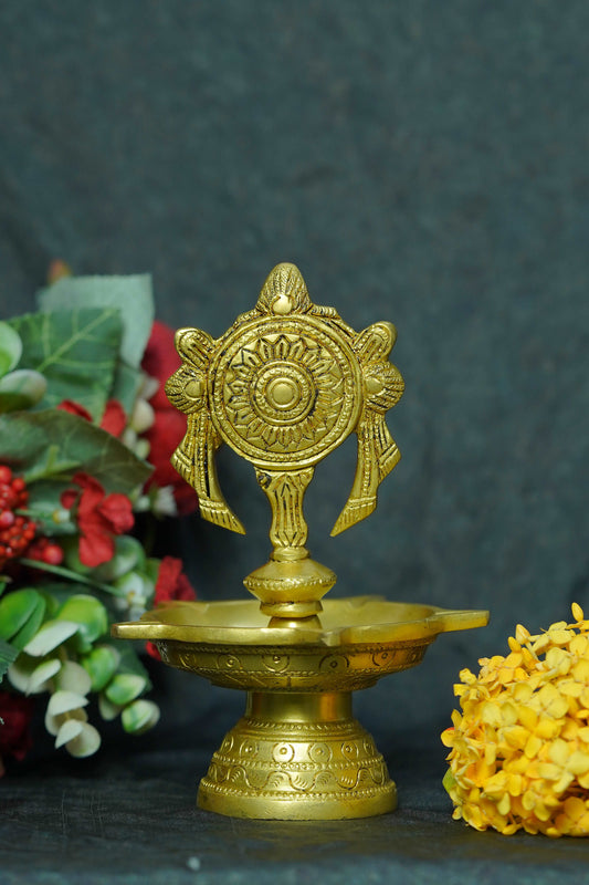 Brass Fancy Diya With Chakra