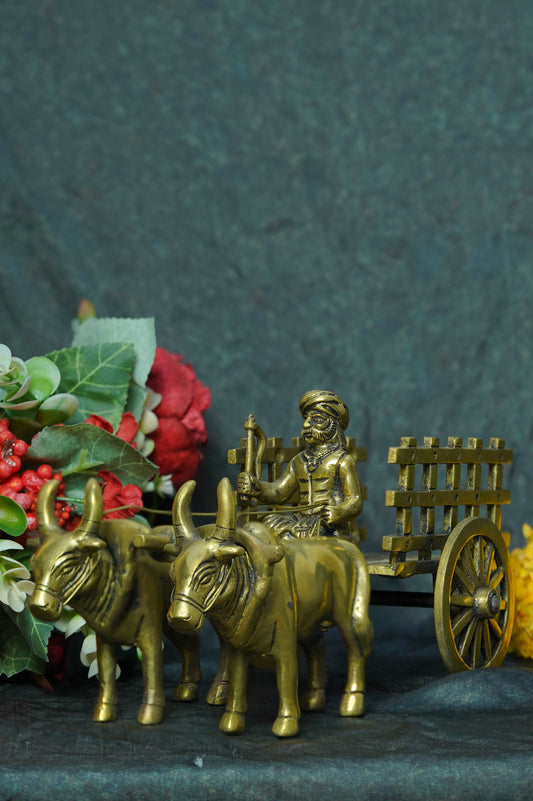 Brass Bull Cart Or Indian Village Bullock Cart