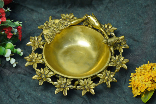 Brass Urli Bowl With Flowers